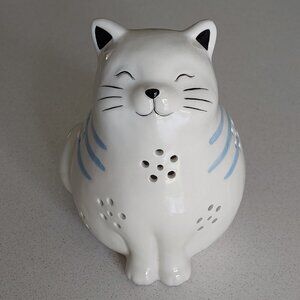 NEW White Ceramic Cat Candle Holder